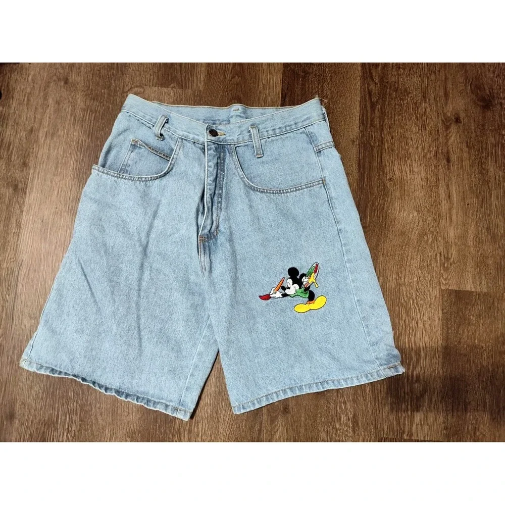 Vintage Mickey Unlimited Denim Shorts Adult Medium Disney Jerry Leigh Embroider‎